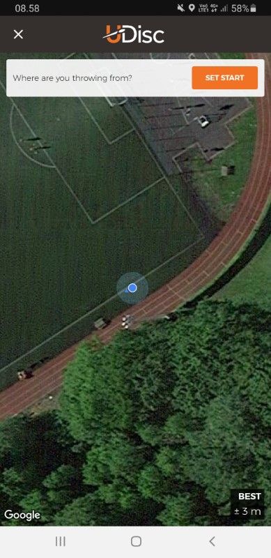 mål længde af dit kast i discgolf