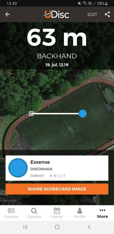 mål længde af dit kast i discgolf